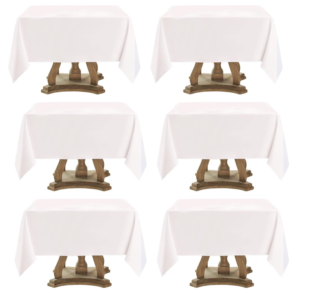 6 Pack Ivory Rectangle Tablecloths 60x120 Inch for 8ft Tables