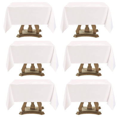 6 Pack Ivory Rectangle Tablecloths 60x120 Inch for 8ft Tables