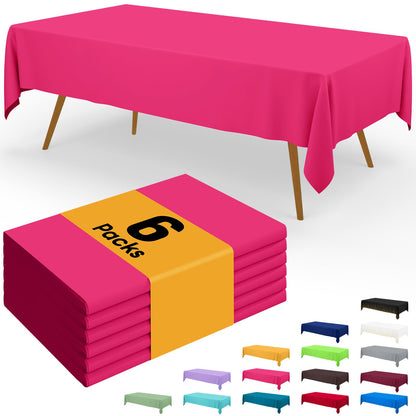 Smiry Plastic Disposable Waterproof Table Cloth - 54 x 108 Inch, 6 Packs
