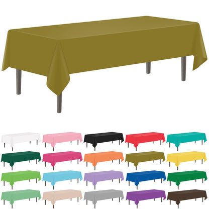 YSYJ 12 Pack Beige 54 x 108 Inch Disposable Plastic Tablecloths Rectangular Table Cloth Plastic Table Cover for Parties