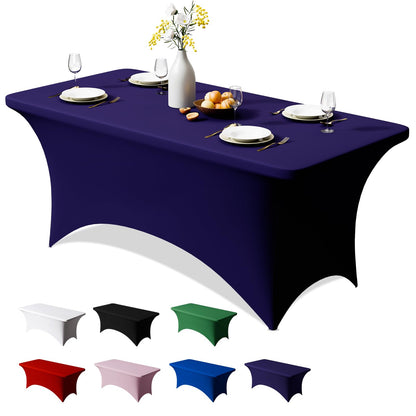Trlyc 2 Pack 6FT Black Spandex Table Cloth 72 x 30 Inch
