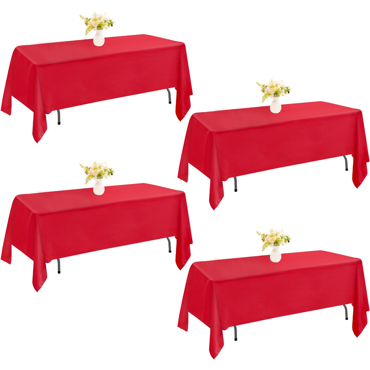4 Pack Rectangle Tablecloth 60x102 Inch Black Washable Polyester Table Cover for Wedding Dining Table Buffet Parties Banquet Decoration（Black）