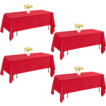 4 Pack Rectangle Tablecloth 60x102 Inch Black Washable Polyester Table Cover for Wedding Dining Table Buffet Parties Banquet Decoration（Black）