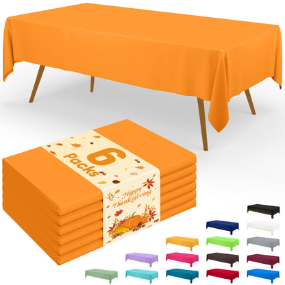 Smiry Plastic Disposable Waterproof Table Cloth - 54 x 108 Inch, 6 Packs