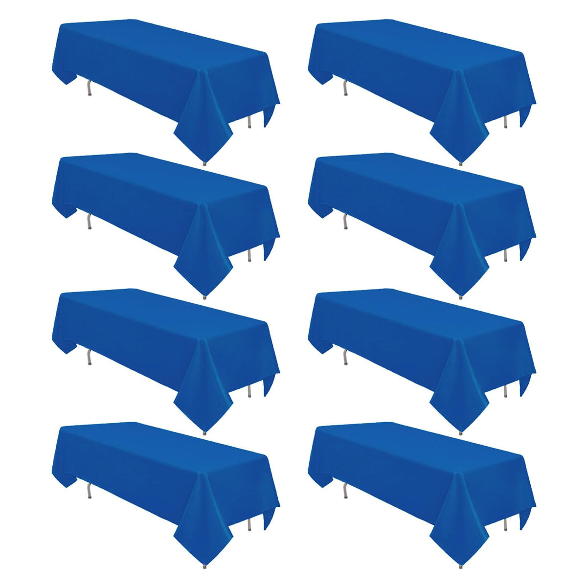 8 Pack White Rectangle Table Cloth 60 x 102 Inch For 6 Foot Tables
