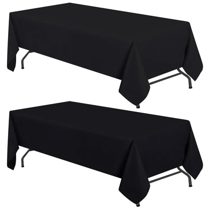 WEALUXE White Table Cloths for 6 Foot Folding Tables [6 Pack, 60x102 Inches] White Tablecloths Rectangular, Stain and Wrinkle Resistant Washable Linen Fabric Cloth