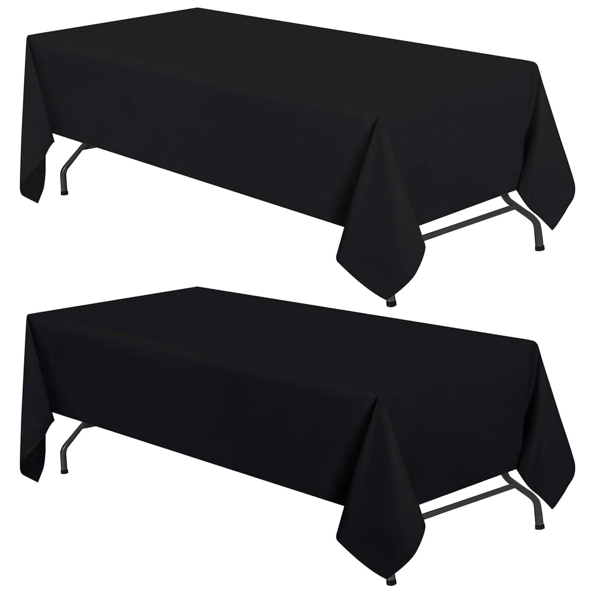 WEALUXE White Table Cloths for 8 Foot Rectangle Tables, 2-Pack, 60x126 inches, Water, Stain and Wrinkle Resistant, 200 GSM Washable Poly Fabric Tablecloths Rectangular, Elegant and Durable