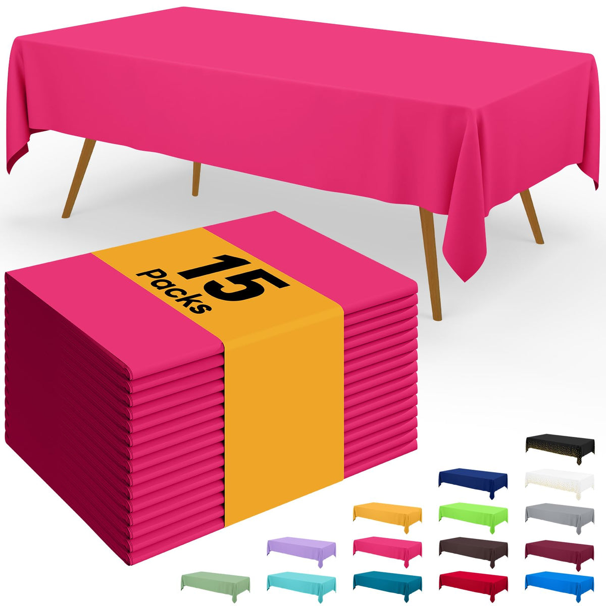Smiry Plastic Disposable Waterproof Table Cloth - 54 x 108 Inch, 6 Packs