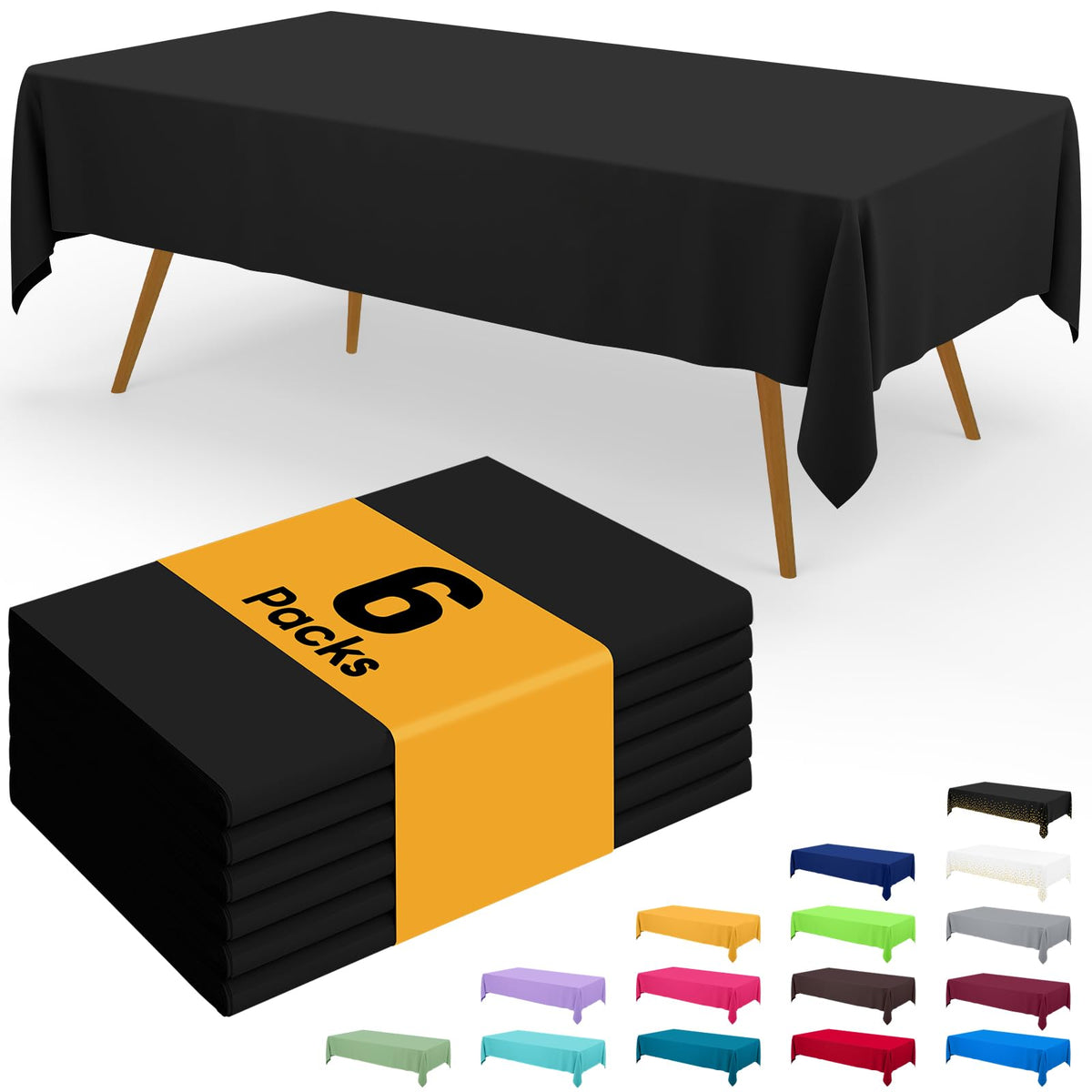 Smiry Plastic Disposable Waterproof Table Cloth - 54 x 108 Inch, 6 Packs