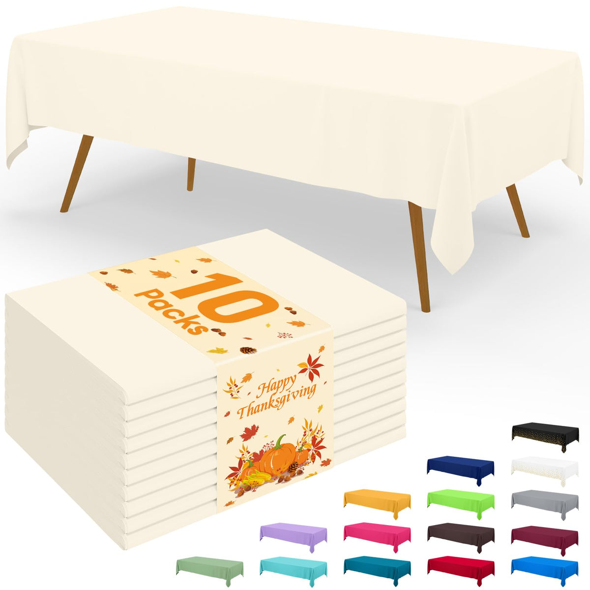 Smiry Plastic Disposable Waterproof Table Cloth - 54 x 108 Inch, 6 Packs