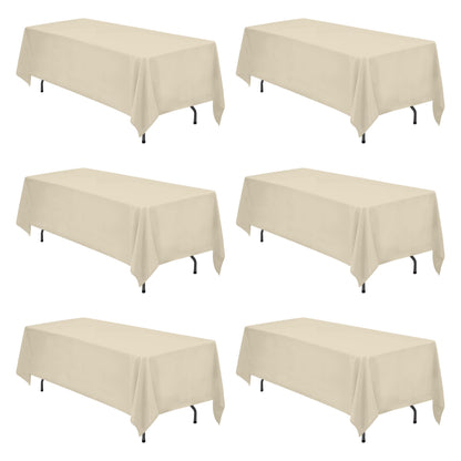 BRILLMAX 6 Pack White Tablecloths 60x126 Inch for 8ft Rectangle Tables