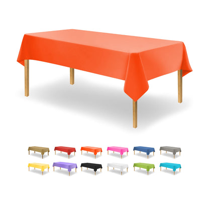 Party Dimensions White Disposable Plastic Tablecloth for Rectangle Tables (12 Pack) Table Cloths for Parties, Events & Weddings, Indoors Outdoors, 54 x 108 inches, Plastic Table Cover