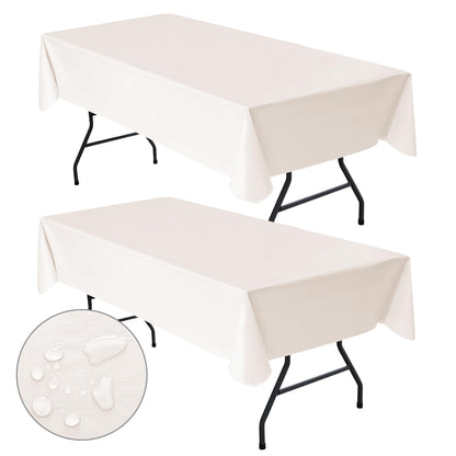 Waterproof Vinyl White Tablecloth With Flannel Backing 2 Pcs 60x120 In