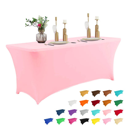 IVAPUPU 2 Pack 6FT Black Table Cloth for Rectangular Spandex Table Cover