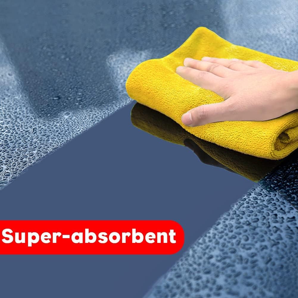 400 GSM Microfiber Cleaning Cloths, Ultra Absorbent, Thick, Lint Free Reusable Cleaning Cloths for Kitchen, Glass, Stainless Steel, Car Detailing & Household Cleaning, 6 Pack, 12" x 12"