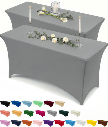 Utopia Kitchen Spandex Table Cloth 2 Pack [8FT, 96Lx30Wx30H Inch, Black]