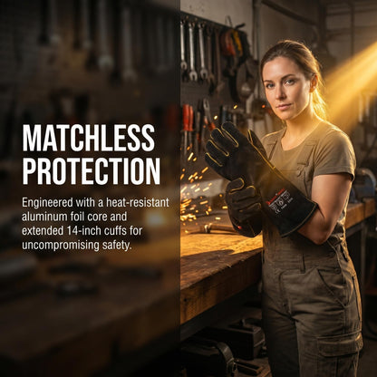 932℉ Heat Resistant Leather Welding Gloves for Men & Women