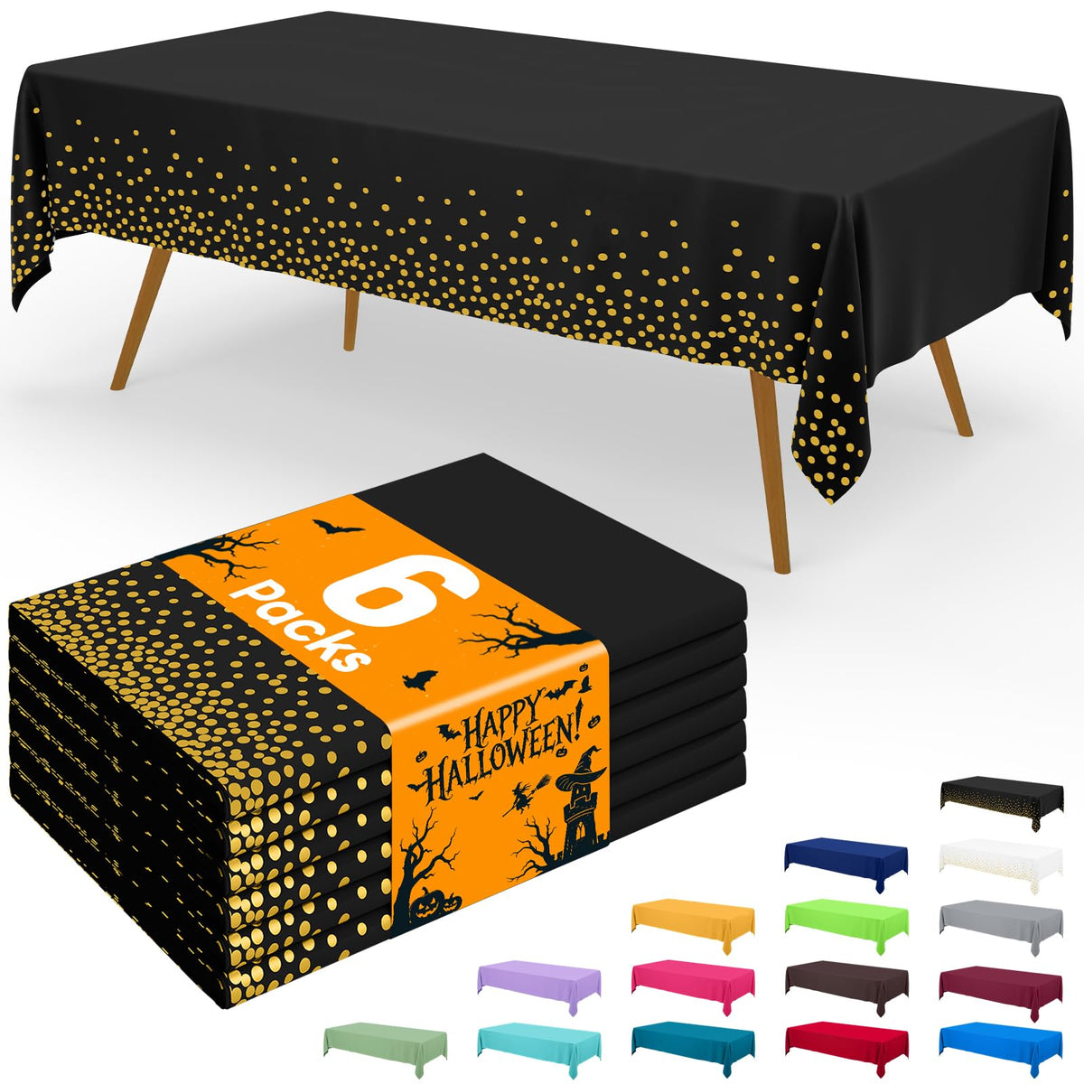 Smiry Plastic Disposable Waterproof Table Cloth - 54 x 108 Inch, 6 Packs
