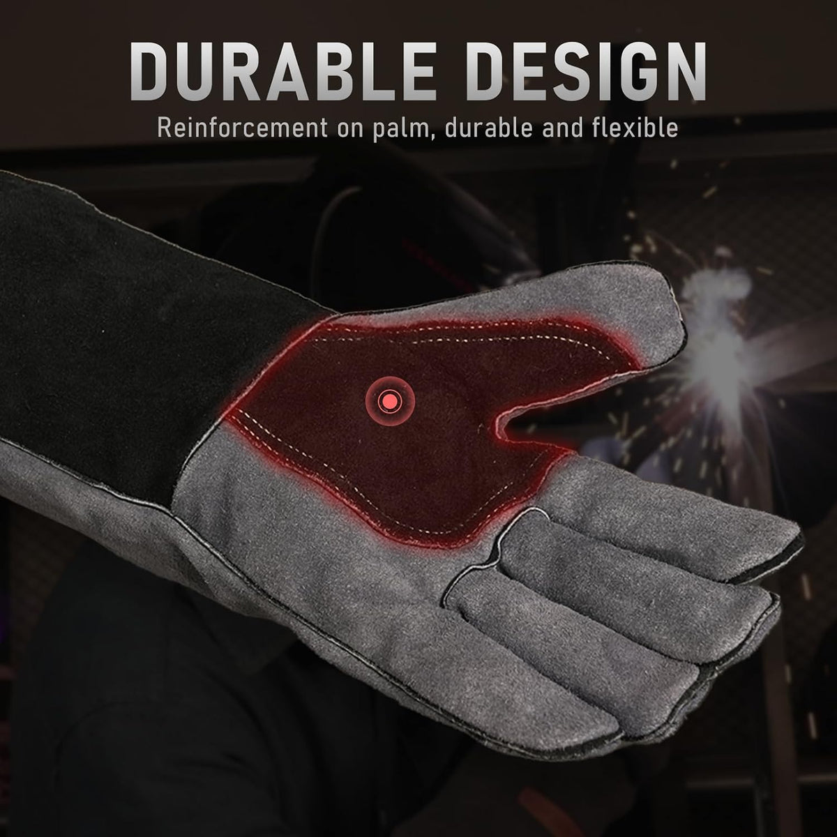 YESWELDER Leather Forge Welding Gloves Fire Heat Resistant 14 inch
