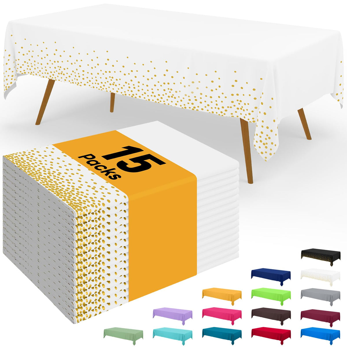 Smiry Plastic Disposable Waterproof Table Cloth - 54 x 108 Inch, 6 Packs