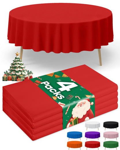 Niuara White Plastic Table Cloth - 4 Pack 54" × 108" Rectangle Disposable Tablecloths for 6FT Tables, Table Cover for Party, Holiday & Gathering Use