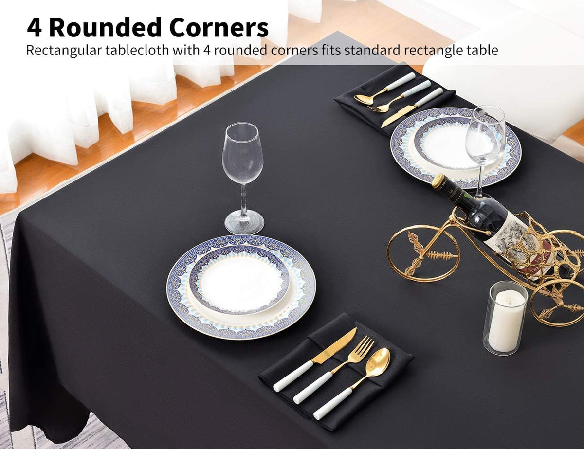 Surmente 90x156 Inch Black Tablecloth for 8 Foot Rectangle Tables