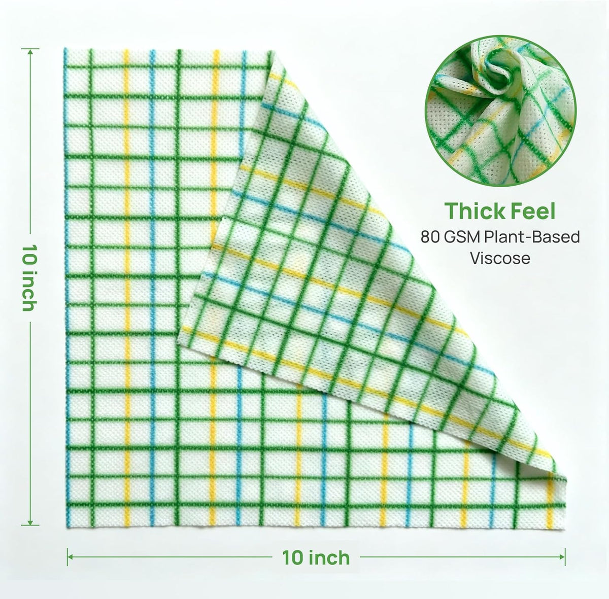 Disposable Cleaning Cloths, 40 Count, 10 x 10 in, 80 GSM Viscose