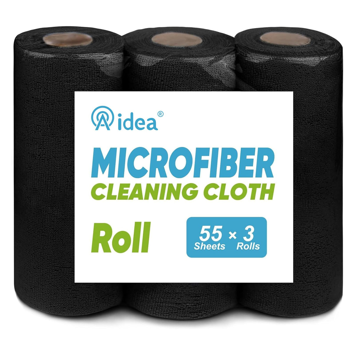 AIDEA Microfiber Cleaning Cloth Roll, Blue Shop Towels 55 Sheets 11×9"