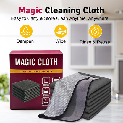 Genie Cloth Magic Cloth, Magic Cleaning Cloths 5-Pack, Reusable Microfiber Thickened Cleaning Cloth Without Fluff or Stripes Suitable for Windows, Mirrors, Stainless Steel, Kitchens, Cars and Screens