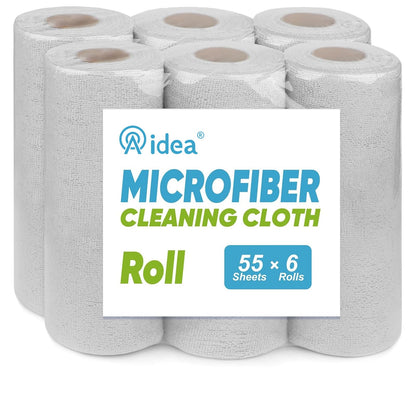 AIDEA Microfiber Cleaning Cloth Roll, Blue Shop Towels 55 Sheets 11×9"