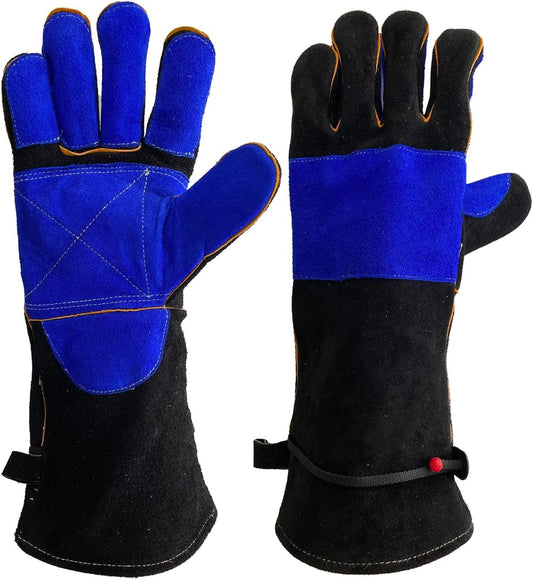 Welding Gloves, 16 Inches Heat Resistant Leather Welding Gloves for Men, Idea for Mig Tig Grill Stick