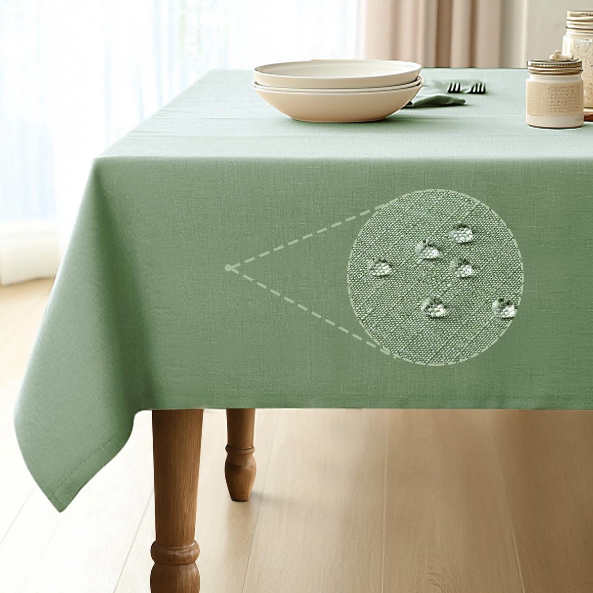 Pureegg Rectangle Linen Tablecloth Waterproof & Stain Resistant, Wrinkle-Free Table Cloth Adds Elegance and Protection, Ideal for Dining, Party, Wedding and Outdoor, 52 x 70 Inch, White