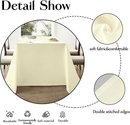 6 Pack Ivory Rectangle Tablecloths 60x120 Inch for 8ft Tables
