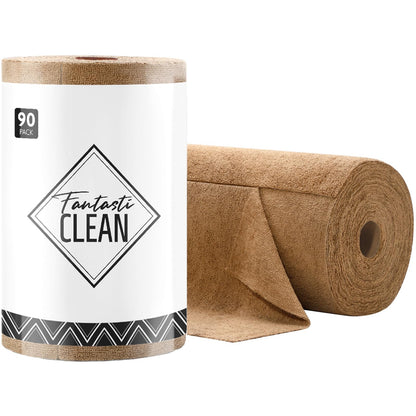 Fantasticlean Microfiber Cleaning Cloth Roll- 40 Sheets, 12" x 12" (White)