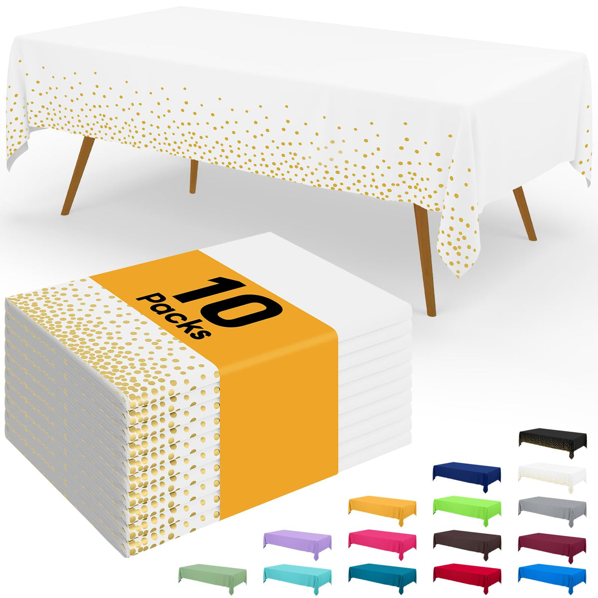 Smiry Plastic Disposable Waterproof Table Cloth - 54 x 108 Inch, 6 Packs
