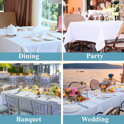 VidaFete Classic Series 10 Pack 90 * 132inch White Rectangle Tablecloth