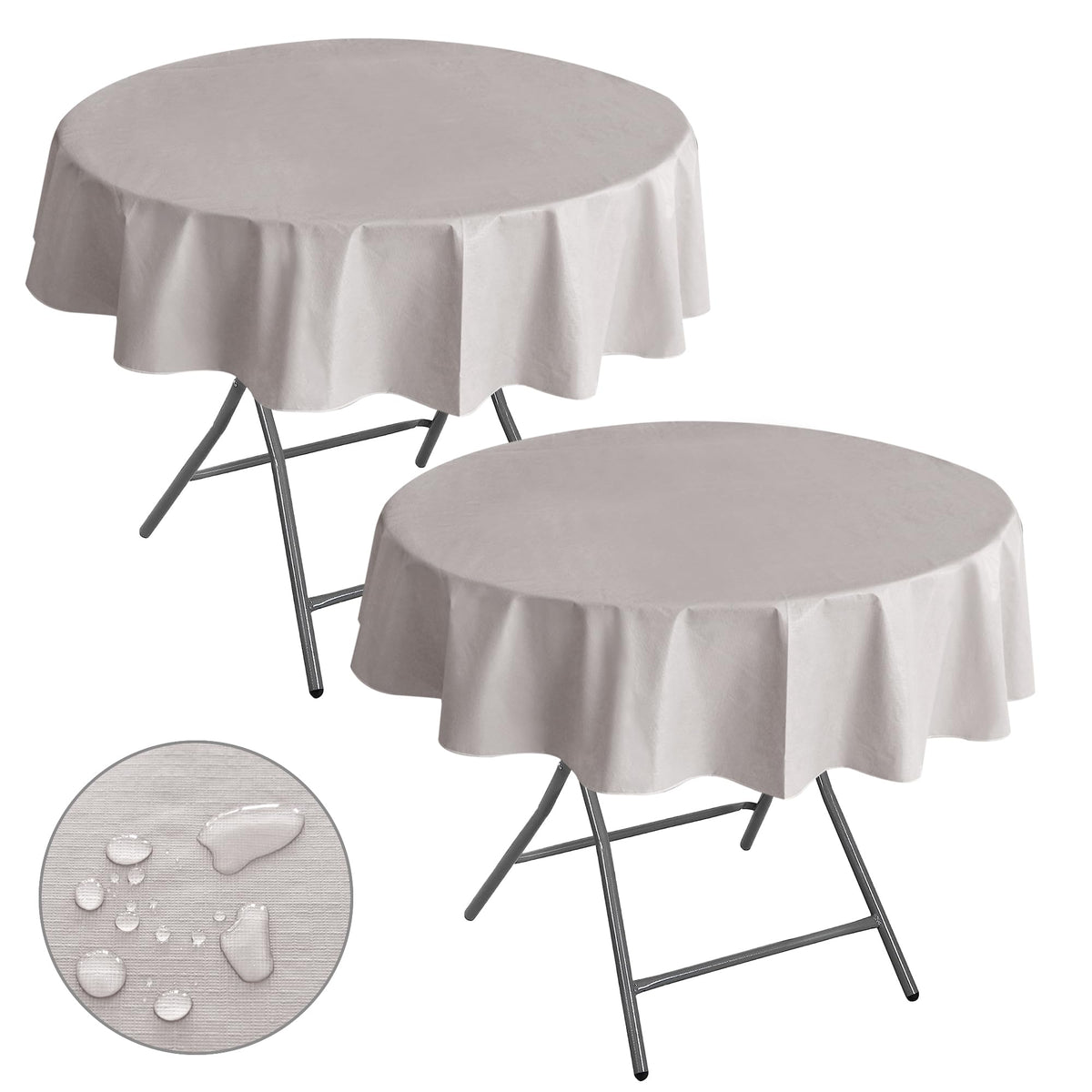 Waterproof Vinyl White Tablecloth With Flannel Backing 2 Pcs 60x120 In