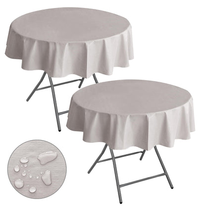 Waterproof Vinyl White Tablecloth With Flannel Backing 2 Pcs 60x120 In
