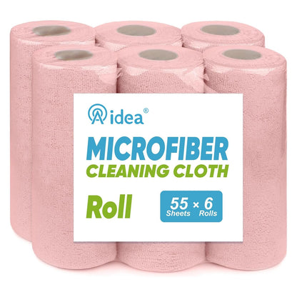 AIDEA Microfiber Cleaning Cloth Roll, Blue Shop Towels 55 Sheets 11×9"
