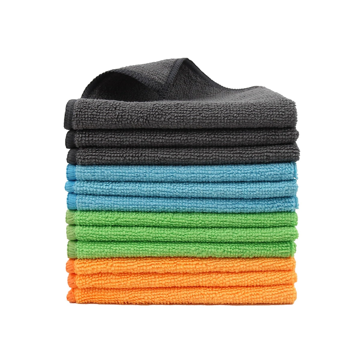 Tricol Clean Microfiber Cleaning Cloth, 16in*16in, 12 Pack Ultra-Thick Cleaning Rags, Super Absorbent, Lint Free & Streak Free Cleaning Towels for Car, House, Kitchen, Office