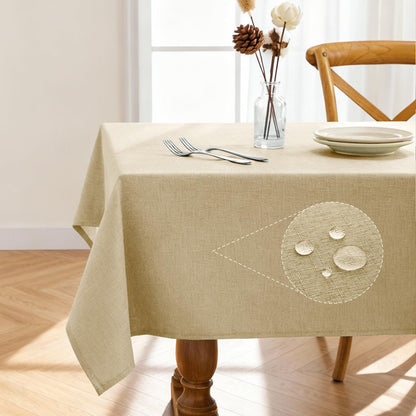 Pureegg Rectangle Linen Tablecloth Waterproof & Stain Resistant, Wrinkle-Free Table Cloth Adds Elegance and Protection, Ideal for Dining, Party, Wedding and Outdoor, 52 x 70 Inch, White