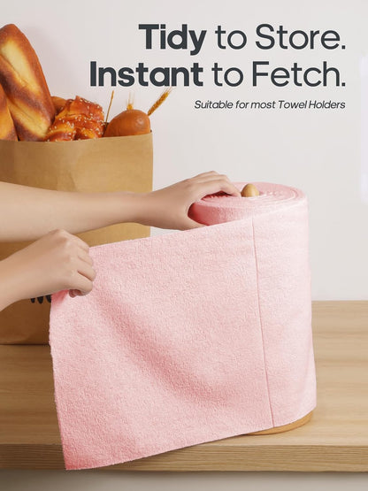 Fantasticlean Microfiber Cleaning Cloth Roll -75 Pack, 12" x 12" (Pink)