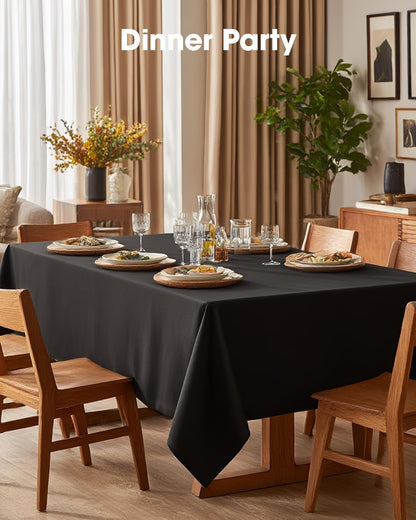 Pureegg Polyester Tablecloth 60" x 84" Reusable & Washable 1 Pack Black