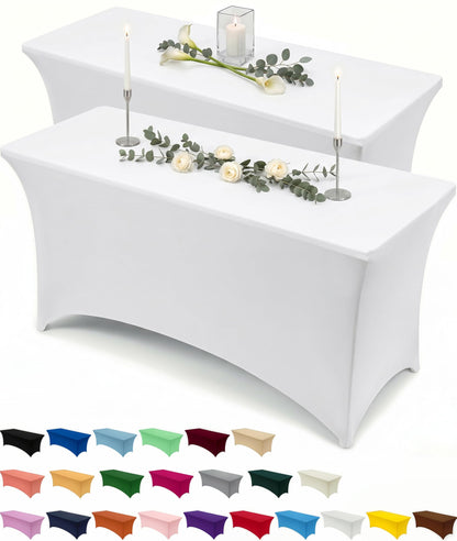 Utopia Kitchen Spandex Tablecloth 2 Pack [6FT, Black] Tight, Fitted, Washable and Wrinkle Resistant Stretch Rectangular Patio Table Cover for Event, Wedding, Banquet & Parties [72Lx30Wx30H Inch]