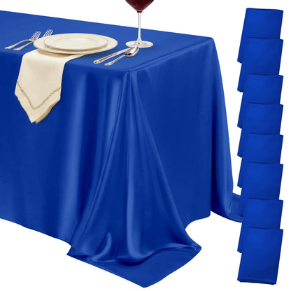 4 Pack Ivory Satin Tablecloth 58 x 102 Inch Overlay Seamless Design