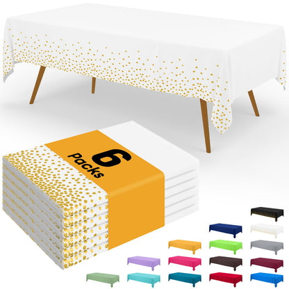 Smiry Plastic Disposable Waterproof Table Cloth - 54 x 108 Inch, 6 Packs
