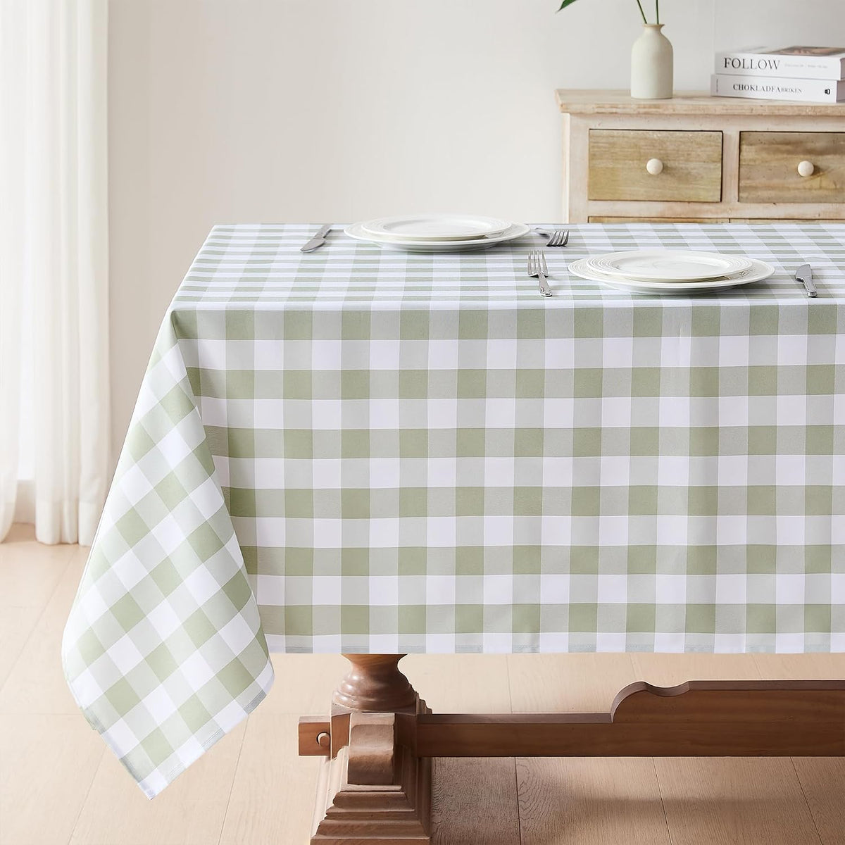 2 Pack Gingham Tablecloth Rectangle Checkered Tablecloth Washable