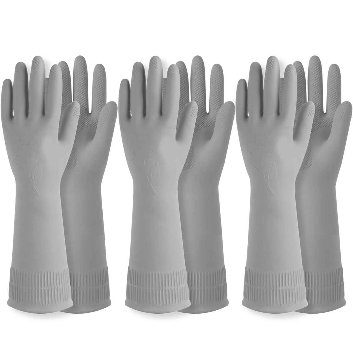 Mamison Rubber Dishwashing Gloves, Non-Slip Kitchen, Pink Medium, 2 Pairs