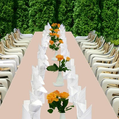 YSYJ 12 Pack Beige 54 x 108 Inch Disposable Plastic Tablecloths Rectangular Table Cloth Plastic Table Cover for Parties