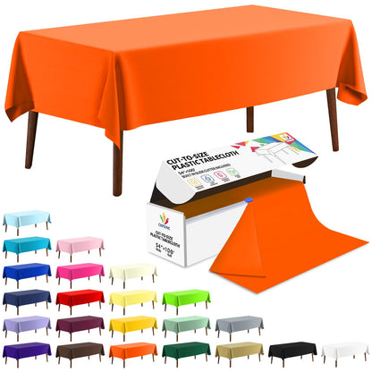CXPSINC White Plastic Table Cloth Disposable Tablecloth Roll 54 Inch X 300 Feet Plastic Table Cover Roll with Slide Cutter for Picnics, Parties, Banquet, Birthdays, Weddings